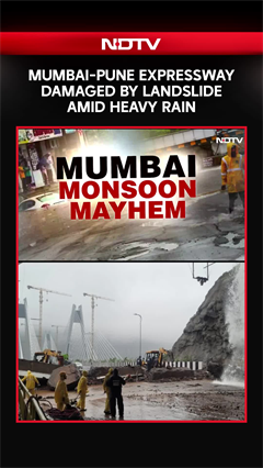 Mumbai-Pune Expressway Damaged Due To Landslide Amid Heavy Rains