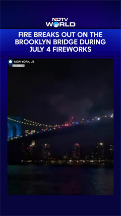 Fire At New York City's Brooklyn Bridge Due To July 4th Independence Fireworks