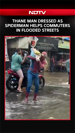 'Spiderman' Rescues Commuters On Flooded Streets In Thane | Viral Video