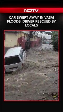 Car Swept Away In Vasai Floods