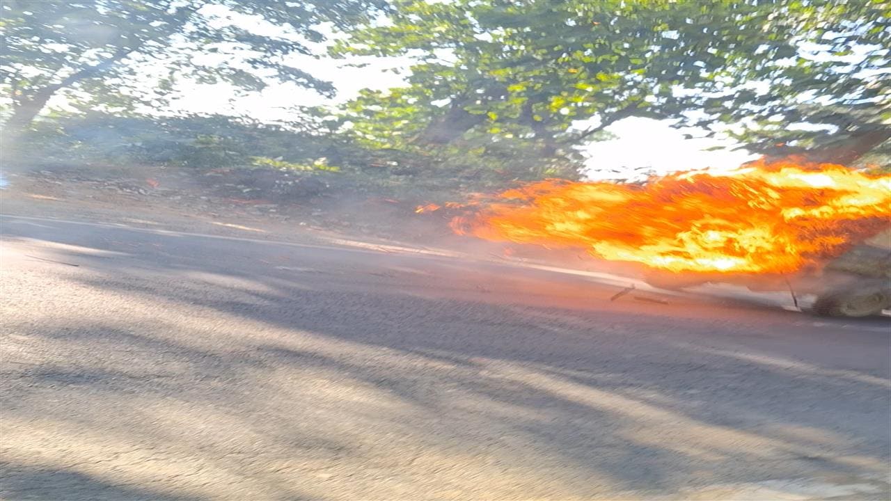 Vehicle With Firewood Catches Fire, Speeds Down Road In Assam