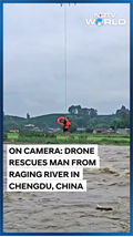 China Rain News | On Camera: Drone Rescues Man From Raging River In ...