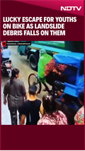 Video: Lucky Escape For Haridwar Youths On Bike As Landslide Debris Falls On Them