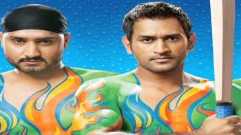 Dhoni and company with body paint for World Cup