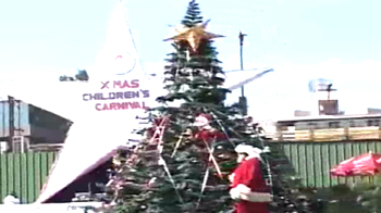 A Christmas tree on wheels in Hyderabad