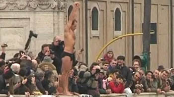 Traditional Roman New Year's dive