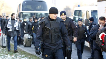 Bus with Greek football fans torched Bus with Greek football fans torched