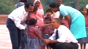 Obamas visit Humayun's Tomb, interact with kids Obamas visit Humayun's Tomb, interact with kids
