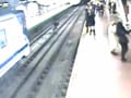 Video : Drunk man rescued from railway track