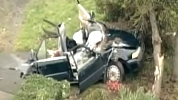 Car splits in half during police chase