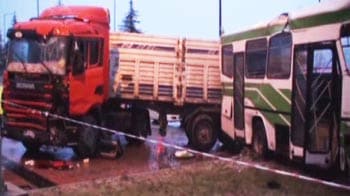 CCTV footage of bus collision