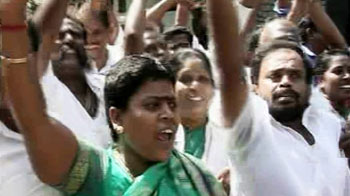 Celebrations outside Jayalalithaa's residence
