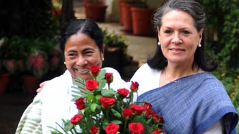 With bouquet and smiles, Mamata meets Sonia