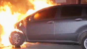 Cars set on fire on the streets of Berlin