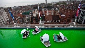 Roof of London department store turned into boating lake