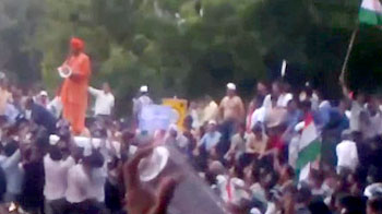 Anna supporters gather at Parliament Street