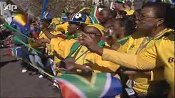 Fans cheer South Africa's 'Bafana' football team