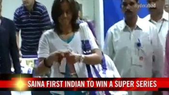 Saina Nehwal back home after glory