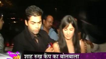 Karan walks in with Katrina at Hrithik's party