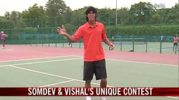 Somdev's soccer tennis contest