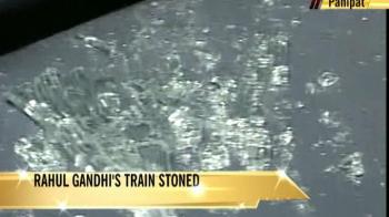 Video : Rahul Gandhi's train stoned, is safe