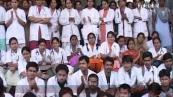 Junior doctors on strike at Hyderabad hospital