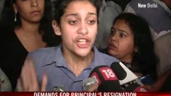 Angry parents outside Delhi school