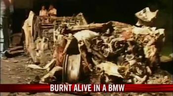 Central locking traps 4 in burning BMW in Gujarat