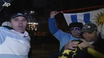 Uruguay fans celebrate after win over South Africa
